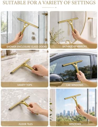 Gold Squeegee for Shower Glass 8.9x8.7in Brushed Stainless Steel - Image 5