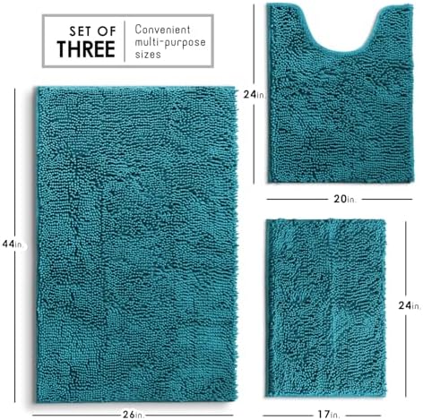 Hearth & Harbor Bathroom Rugs, Chenille Bath Mat - Image 3
