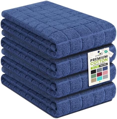 Kitinjoy Premium Cotton Check Kitchen Towels 4 Pack by Kitinjoy