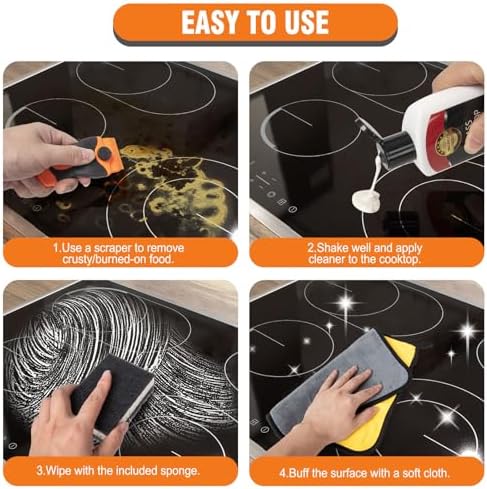 Meuvcol Glass Stove Top Cleaner Kit, 12 Oz Glass Cooktop Cleaner Non-Abrasive - Image 5
