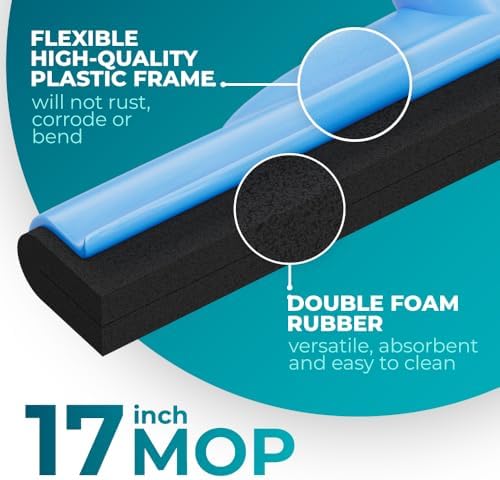 HeloMor 2 Pack 17” Floor Squeegee Broom Scrubbing Brush - Image 2