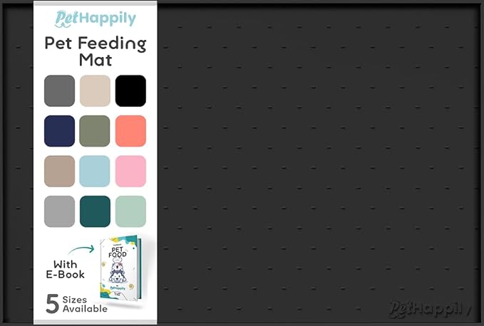 Dog Food Mat - 24x15” Large Silicone Pet Food Mat, Raised Edges by PETHAPPILY