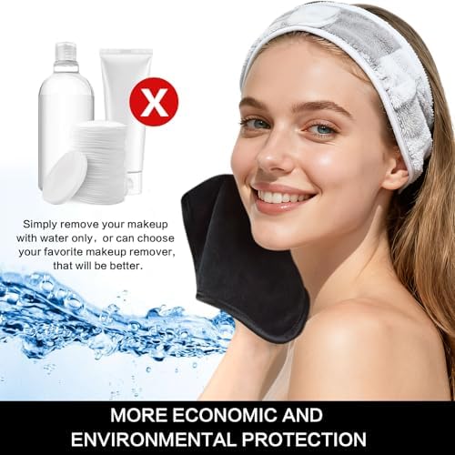 Microfiber Facial Cloths Fast Drying Washcloth 8inch x 8inch Black 6 pack - Image 5
