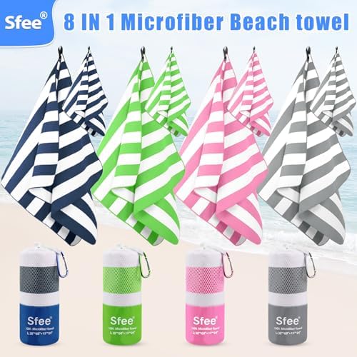 Sfee 4 Pack Microfiber Travel Towel, Beach Towel Quick Dry Towel Camping Towel - Image 2