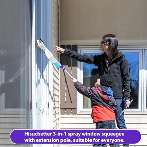Spray Window Squeegee with 60" Extension Pole, Window Cleaning Squeegee Kit- - Image 6