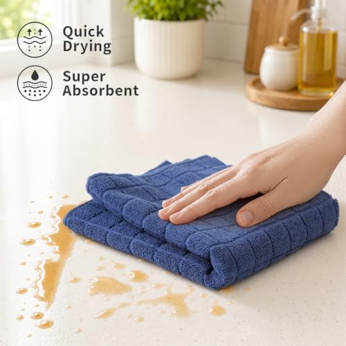 Kitinjoy Premium Cotton Check Kitchen Towels 6 Pack - Image 2