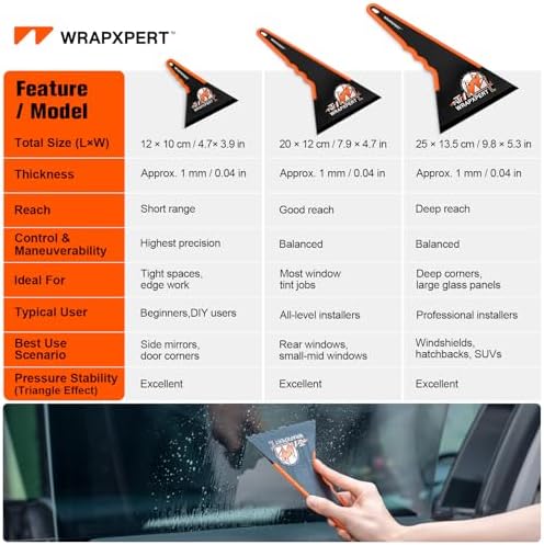 WRAPXPERT Window Tint Tools, 3 Pack Window Tint Squeegee Triangle Contour - Image 6