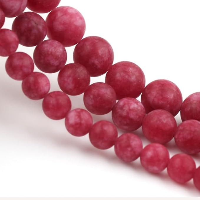 48pcs Natural Matte Red Gemstone Beads，8mm Frosted Round Loose Stone Beads - Image 5