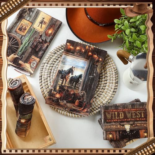 Breling 6 Pcs Western Cowboy Kitchen Towels Vintage Barn 14 X 21 Inch - Image 6