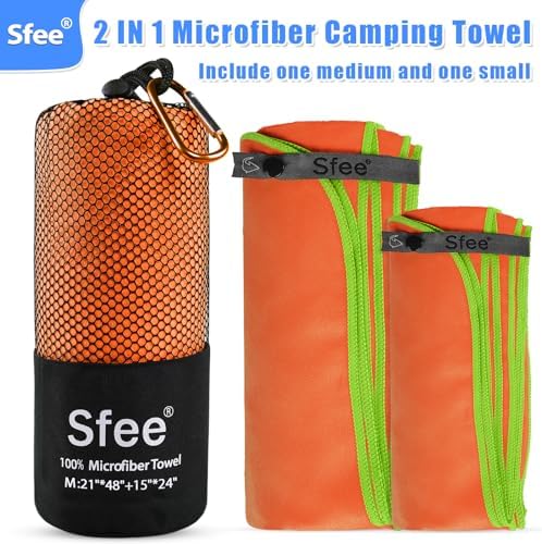 Sfee 2 Pack Microfiber Travel Towel, Quick Dry Towel Camping Towel Super - Image 5