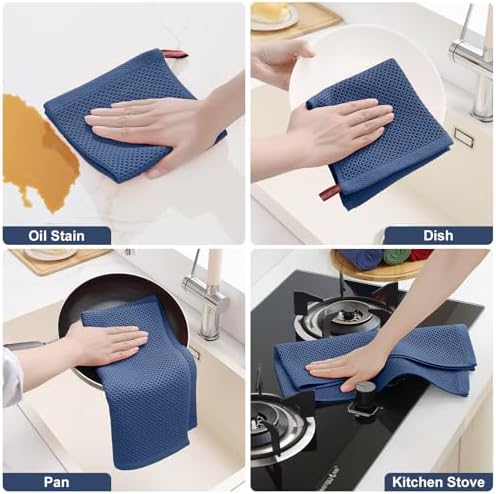 Homaxy 12 Pack 100% Cotton Kitchen Towels and Dishcloths Set - Image 5