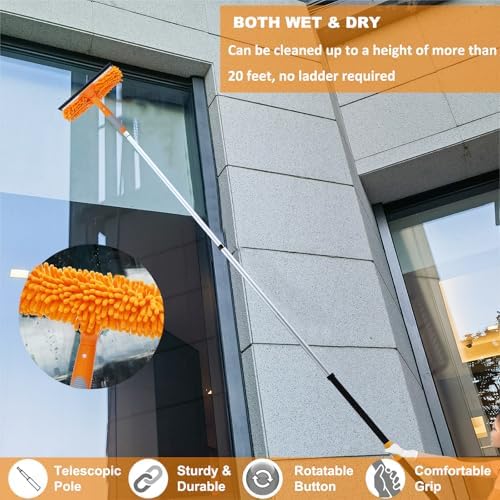 20 Ft+ Reach 2 In 1 Window Squeegee Duster - Image 6