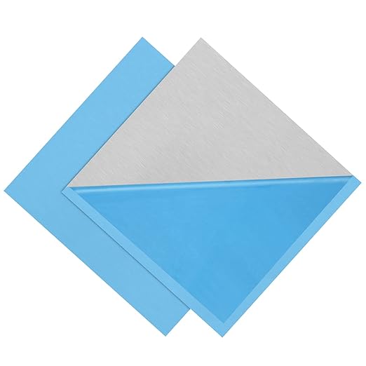 2Pack 6061 T651 Aluminum Sheet Metal 6 x 6 x 1/32 (0.0315”) Inch Flat Plain Aluminum Plate Covered with Protective Film, Heat Treatable Rectangle Aluminum Metal Plate for Crafting, DIY, 0.8mm Thick