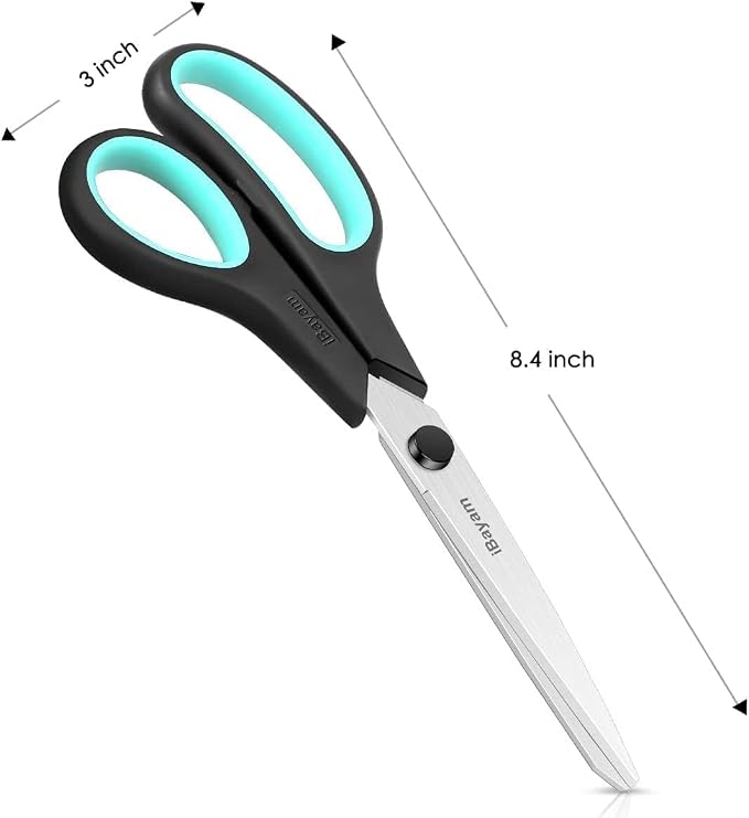 iBayam 8.5" All Purpose Sharp Black Scissors, Comfort-Grip Handles, School - Image 2