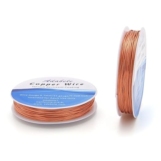 Adabele 82 Feet Premium Tarnish Resistant Round Bare Raw Jewelry Copper Wire Beading Wire Spool Bulk (0.7mm/21 Gauge) for DIY Craft Jewelry Making BF287-7