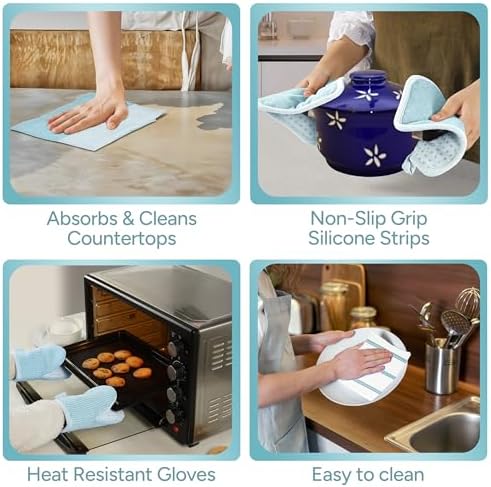 Casa Platino Oven Mitts and Pot Holders Sets, 8-Piece – 500°F Heat Resistant - Image 6