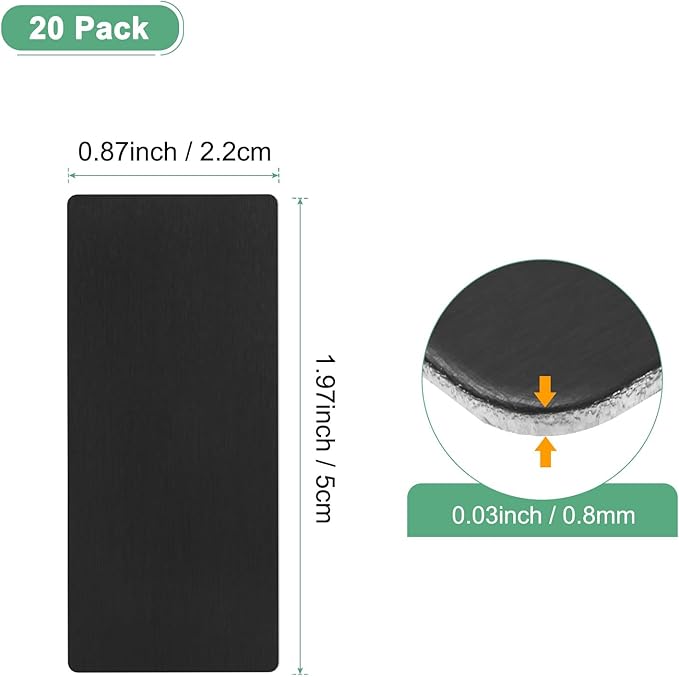 20-Pack Anodized Aluminium Laser Engraved Mount Metal Plate 2x1x0.03 Inch Engraver Blank Anodized Aluminum Sheets for DIY Laser Printing/Home/Office[Black]