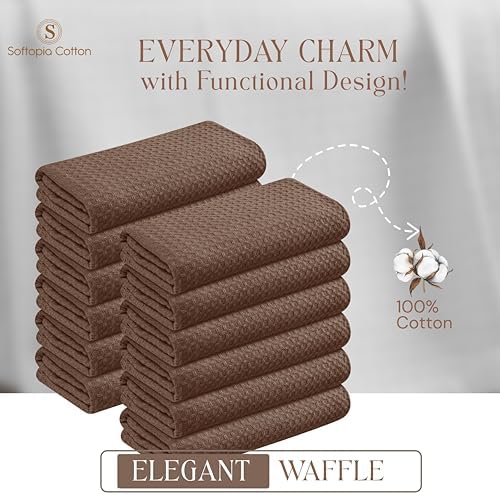 Brown Kitchen Towels – Waffle Weave, 100% Cotton, Soft & Absorbent, Fast Dry - Image 4