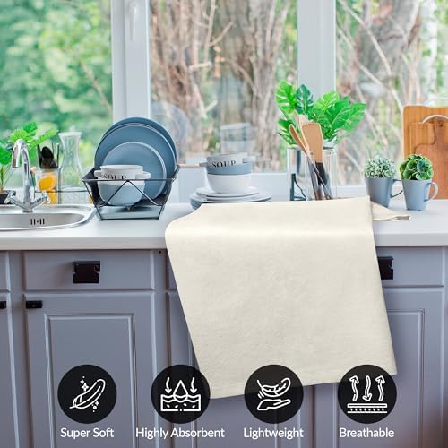 ROYALE LINENS Flour Sack Towels – 24 Pack 33x38 Inch Natural Kitchen Dish - Image 5