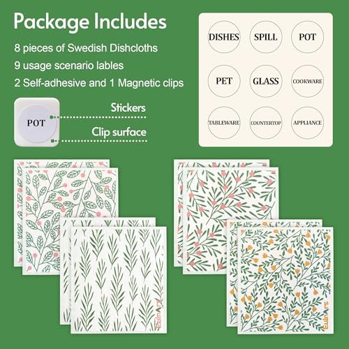 Eulnars Swedish Dishcloths for Kitchen, 8 Pack Green Reusable Paper Towels - Image 6
