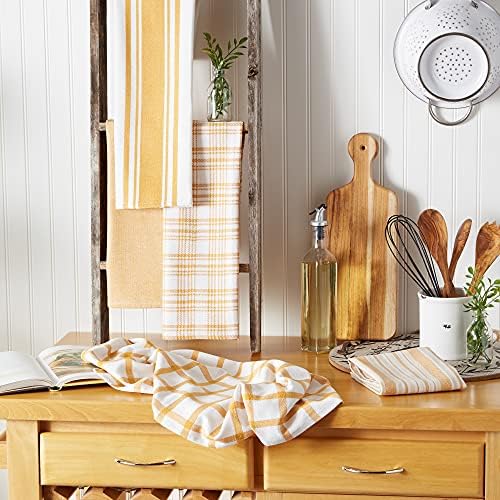 DII Assorted Woven, Kitchen Dishtowel Set, Honey Gold, 5 Piece - Image 4