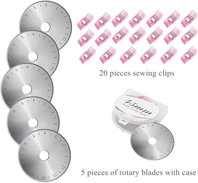 Rotary Cutter Set Pink- Quilting Kit incl. 45mm Fabric Cutter, 5 Replacement - Image 5