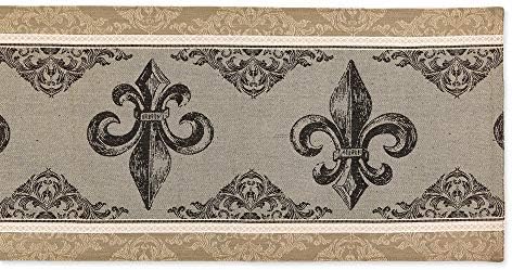 DII French Style Tabletop Kitchen Collection, Table Runner, Fleur de Lis Stripe - Image 2