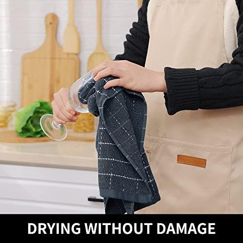 Homaxy 100% Cotton Terry Kitchen Towels, 2 Pack, Dark Grey - Image 4