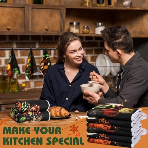 Breling 6 Pack Kitchen Dish Towels, Colorful Spices Print 14x21 Inch - Image 4