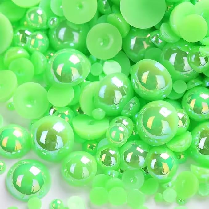1000PCS Mixed Sizes 3/4/5/6/8/10mm Flatback Half Round Pearls Gems by Unknown
