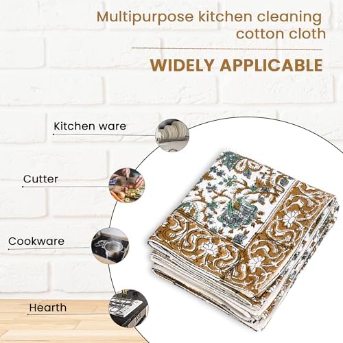 CPC Harvest Bloom Hand Block Print Waffle Kitchen Towel Set of 3-16 x 28 Inch - Image 7
