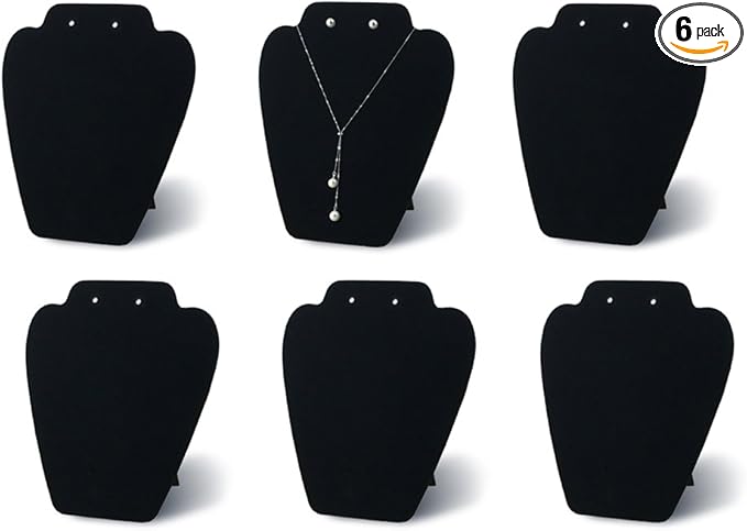 6 Pieces Black Velvet Necklace Display, Jewelry Display by 7TH+VELVET
