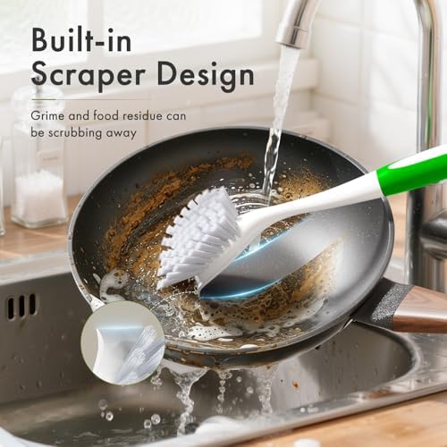 Amazer Dish Brush with Handle, Kitchen Scrub Brushes - Image 5