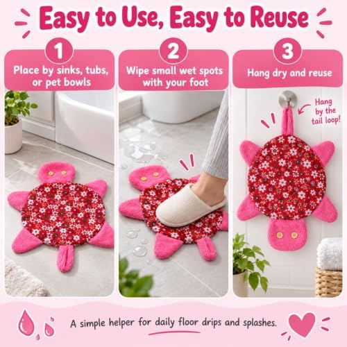 Floor Turtle Foot Mop, Washable Spill Towel, 1 Pack - Image 3