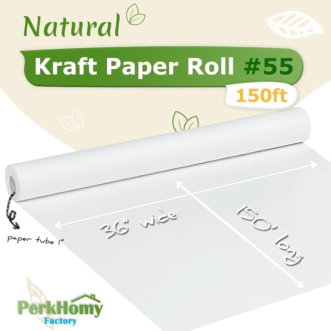 PerkHomy White Kraft Paper Roll 36" x 1 - Image 2