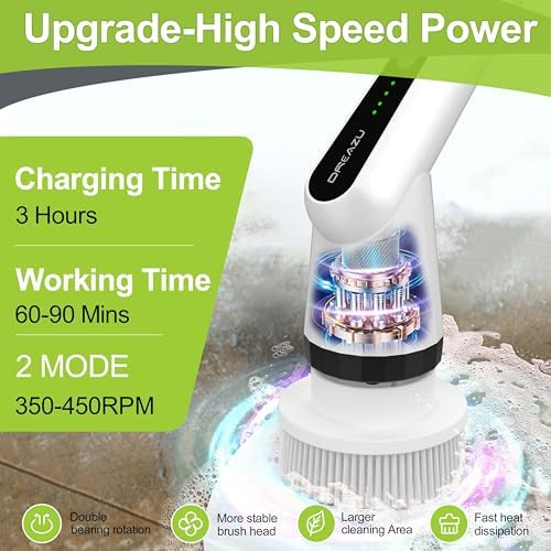 Dreazu Electric Spin Scrubber, Cordless Shower Scrubber - Image 5