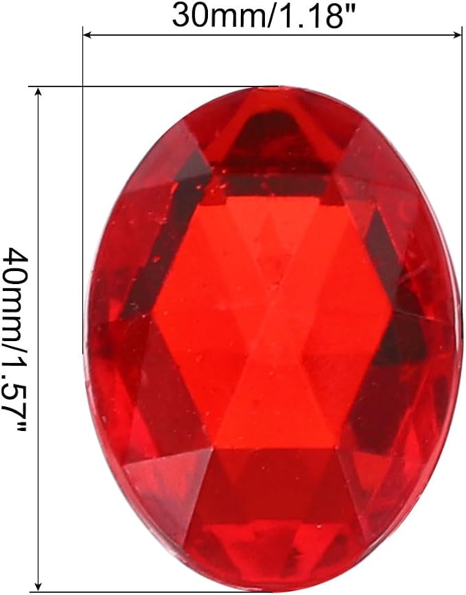 MECCANIXITY 10Pcs Acrylic Oval Gems 30x40 mm Flat Back Artificial Rhinestones - Image 2