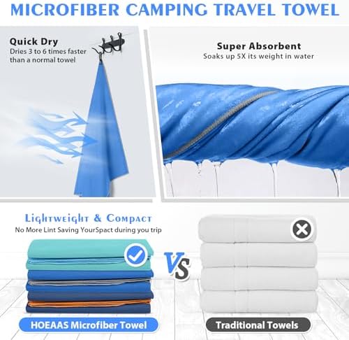 HOEAAS 2 Pack Microfiber Camping Towels, Quick Dry Towel, Super Absorbent Ultra - Image 4