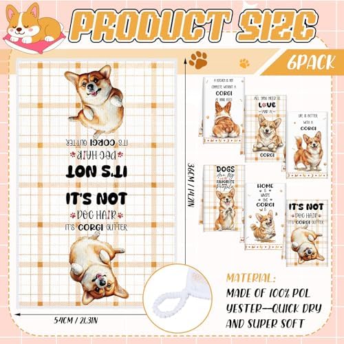 Redbaker 6 Pcs Funny Corgi Kitchen Towels Gifts - Image 2