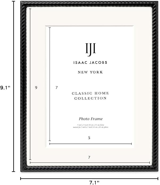 Isaac Jacobs 7x9 Black Metal Rope Border Picture Frame, Horizontal & Vertical - Image 5