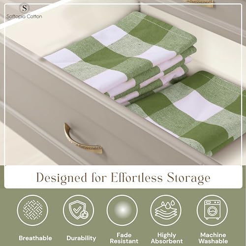 Mint Green and White 12 Pack Buffalo Check Kitchen Towels, 16x26 Inches - Image 6
