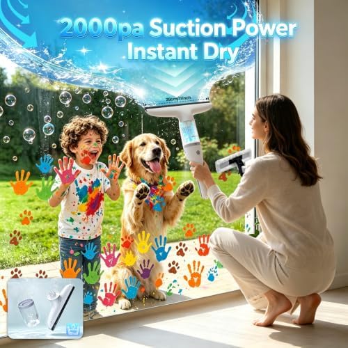 Window Vacuum Squeegee, 1.06lb 2000Pa Electric Window Cleaner Tool - Image 3