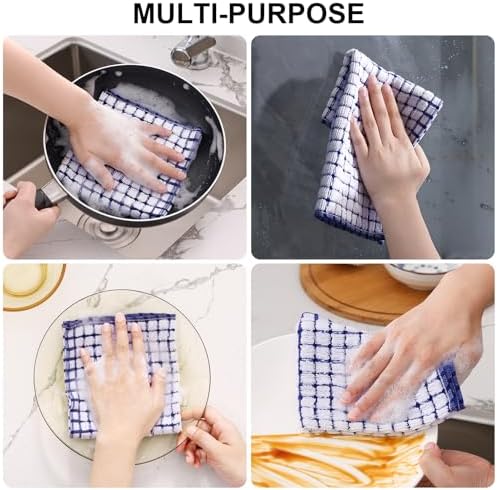 Kitinjoy Cotton 15 Pack Terry Kitchen Dish Cloths, Mixed Color - Image 4