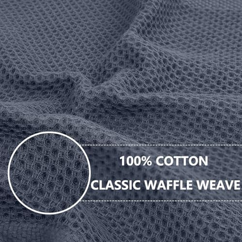 Homaxy 100% Cotton Oversized Waffle Weave Kitchen Towels, Dark Grey - Image 2
