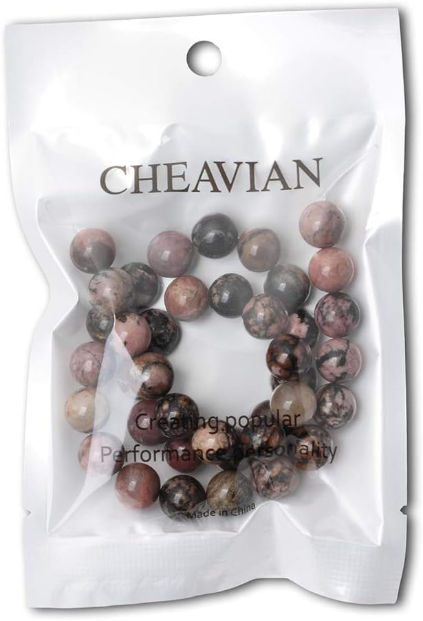 35PCS 10mm Natural Black Line Rhodochrosite Gemstone Smooth Round Loose Beads - Image 5