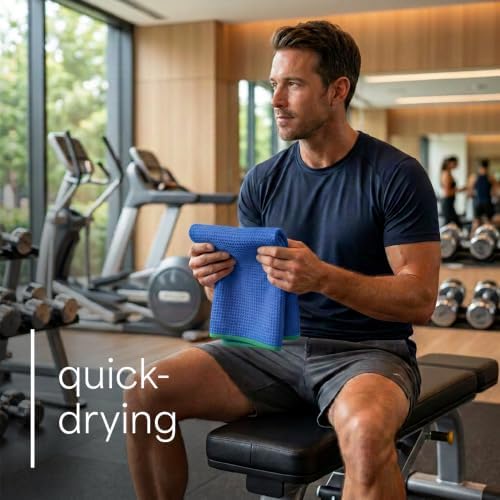 S&T INC. Microfiber Gym Towels, 3 Pack, Honeycomb Brights - Image 4