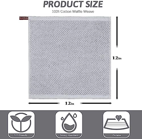 Nialnant 100% Cotton Cleaning Rags, 6 Pack Waffle Weave Dish Cloths, Super - Image 2