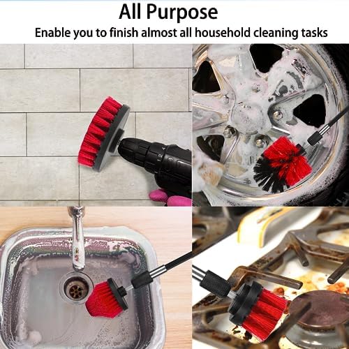 8 Pack Drill Brush Attachment Set, 1/4in Power Scrubber Brush + Extend Long Rod - Image 7