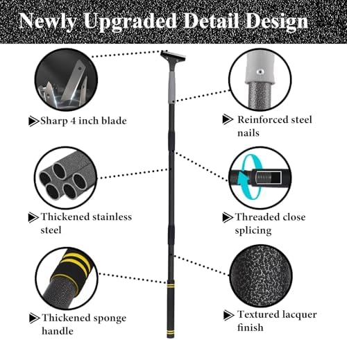 Floor Scraper Long Handle Heavy Duty, 31-61“ Long Handle Blade Scraper Tool - Image 3