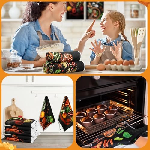 Breling 6 Pack Kitchen Dish Towels, Colorful Spices Print 14x21 Inch - Image 6